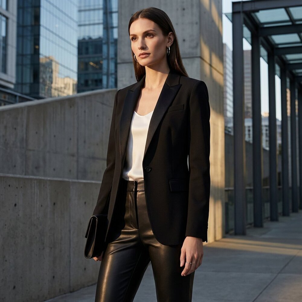 NWT Express Classic Black Supersoft Twill Suit Jacket Blazer - Large - Picture 3 of 15